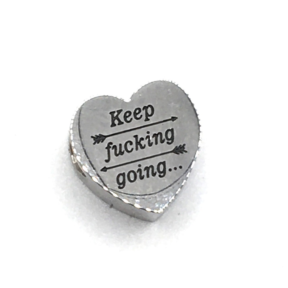 European Silver Heart Charm ‘Keep F**** Going’ charm New